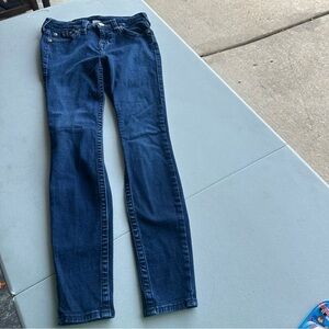 USED TRU RELIGION LADIES (HALLE) MID RISE SUPER SKINNY JEANS SIZE 28